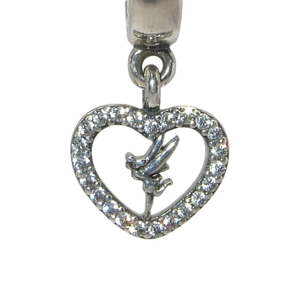 Pandora Rare! Peter Pan Love Tinkerbell Clear CZ & SS .925 Charm 791565CZ - Picture 2 of 7